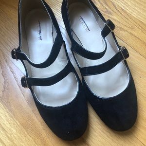 JCREW BLACK MULTISTRAP MARY JANE FLATS IN SUEDE